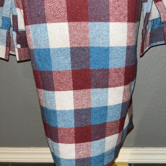 I R O JEANS SOANE FLANNEL BUFFALO PLAID POP-OVER MIDI SHIRT DRESS - EUC -Size 36 - Picture 8 of 16